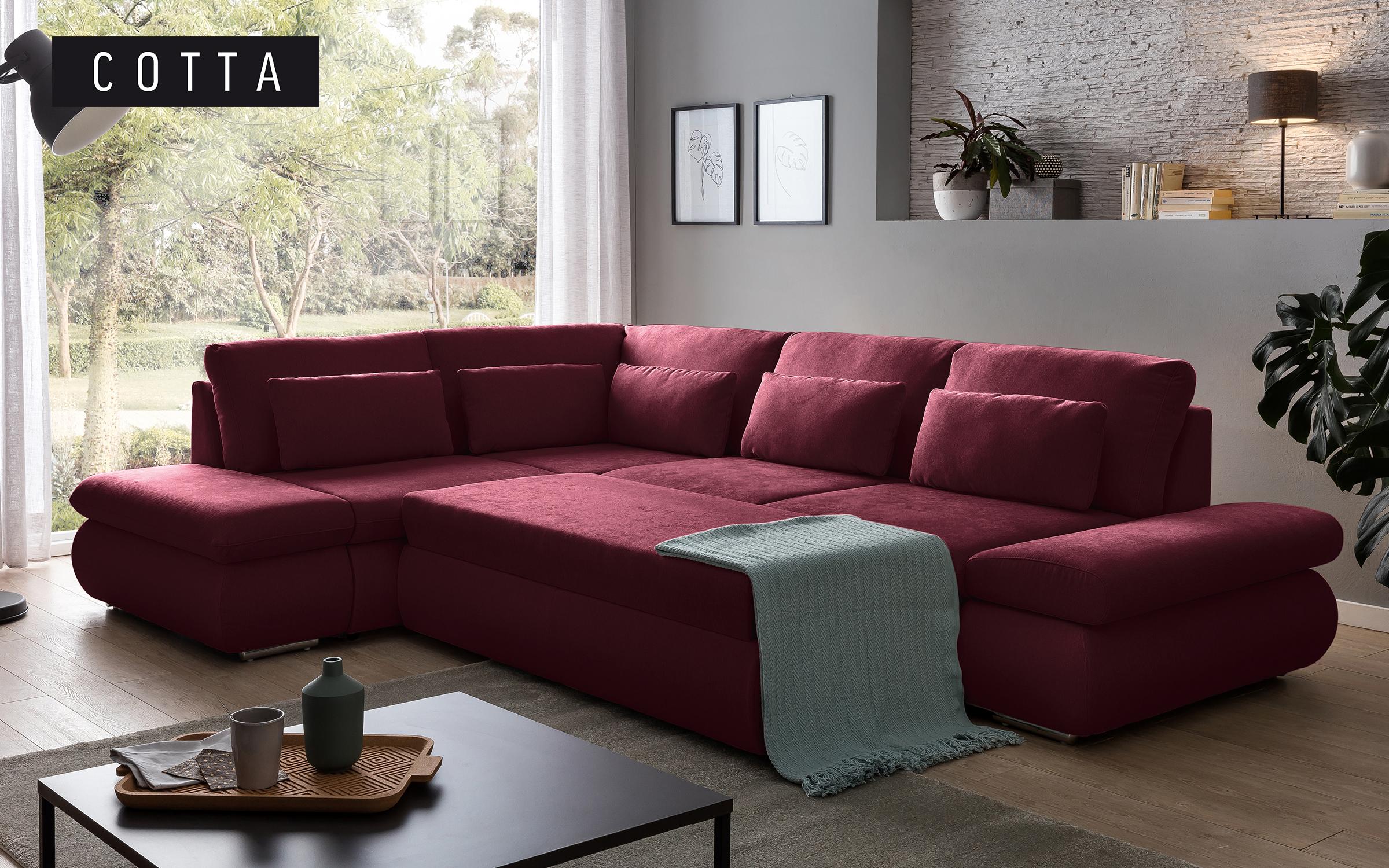 Γωνιακός καναπές – κρεβάτι Delmar, μπορντό  3